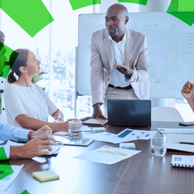 Engage fi employees looking over a payments-related project