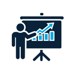 Person presenting information on a screen.